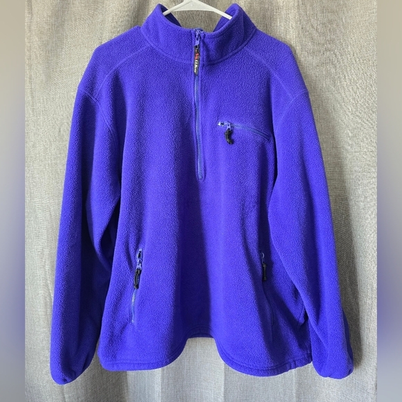 VTG 90s LL Bean Ink Blue Purple Fleece 1/2 Zip Pullover Sweater XL Made in USA - Picture 1 of 6